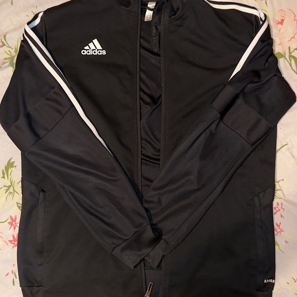 Adidas Black Windbreaker with White Accents